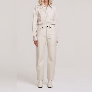 NWT AGOLDE - Recycled Leather 90's Pinch Waist Pants in Powder Size 27